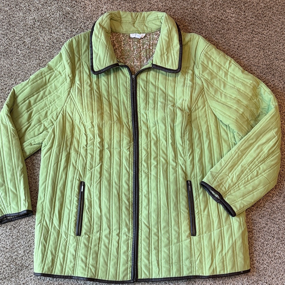 Charter Club | Light Green Quilted Puffer Jacket Boho Style